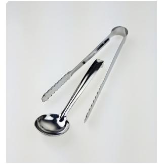 set pinza più cucchiaino in acciaio cm. 15