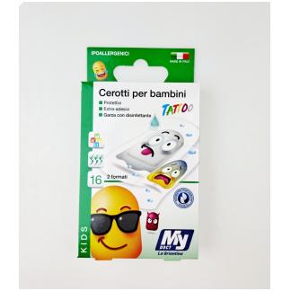 Cerotti per bambini sembrano tattoo con Garza Imbevuta di Disinfettante 16 pz.